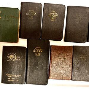 9 Vintage Pocket Diaries Datebook Calendars 1930's - 40's Handwritten Diary